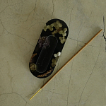 Подставка под благовония из эпоксидной смолы с цветами черная Epoxy Resin Flowers Incense Oval Stand Black варинант исполнения - 3 | Loft Concept в Твери