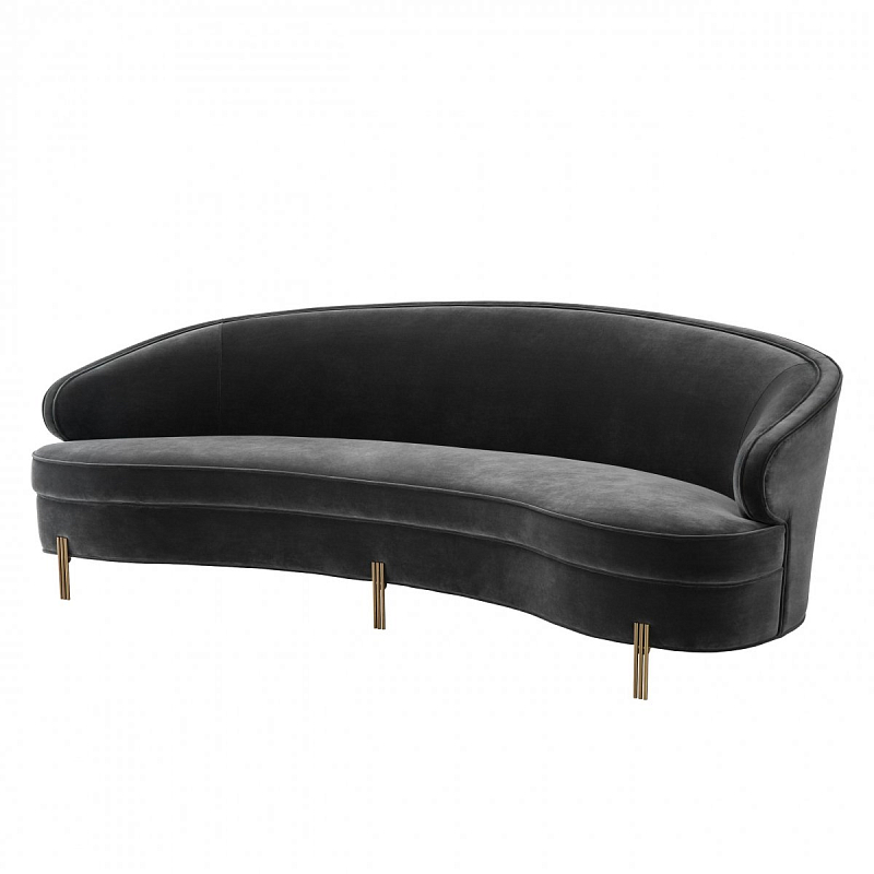 Диван Eichholtz Sofa Pierson dark grey Серый Латунь Диван Eichholtz Sofa Pierson dark grey Серый Латунь в Твери | Loft Concept