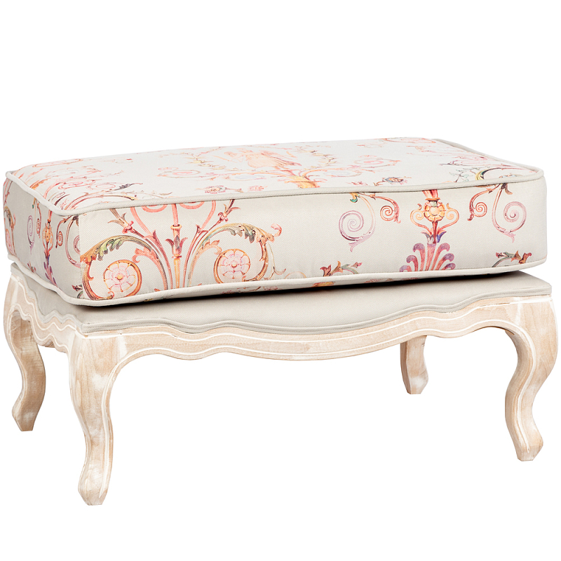 Мягкая банкетка из массива бука серая с растительным орнаментом Raffael Grey Floral Banquette Светло-серый Бежевый Мульти Мягкая банкетка из массива бука серая с растительным орнаментом Raffael Grey Floral Banquette Светло-серый Бежевый Мульти в Твери | Loft Concept