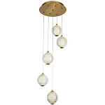 Каскадная люстра с 5-ю плафонами из акрила в виде шара Felice Chandelier Brass варинант исполнения - 1 | Loft Concept в Твери