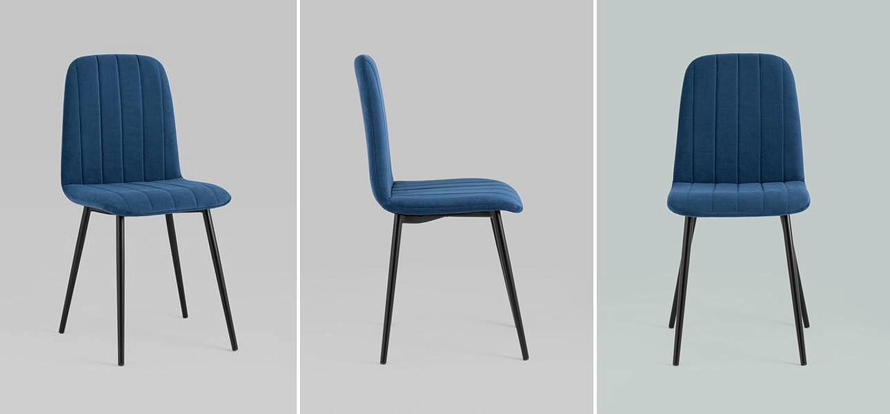 Стул Easy Chair Велюр Синий цвет Стул Easy Chair Велюр Синий цвет - Loft-Concept в Твери
