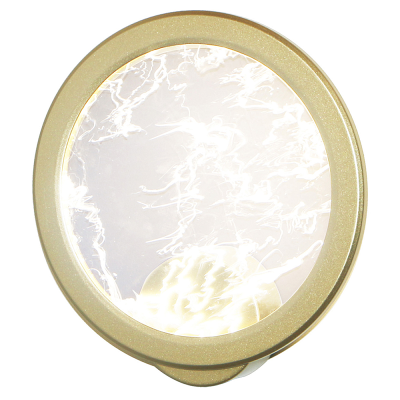 Светодиодное бра круглой формы с металлической рамой золотого цвета Marble Glow матовое золото Белый Светодиодное бра круглой формы с металлической рамой золотого цвета Marble Glow матовое золото Белый в Твери | Loft Concept