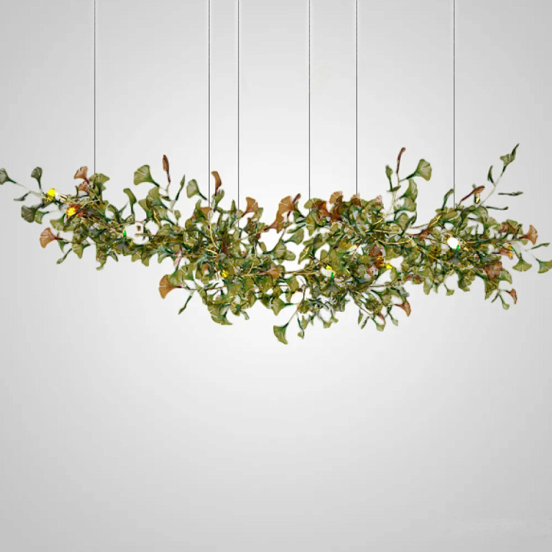Люстра на ветвистом каркасе с листьями Horizontal Green Floral Chandelier L Зеленый Латунь Люстра на ветвистом каркасе с листьями Horizontal Green Floral Chandelier L Зеленый Латунь в Твери | Loft Concept