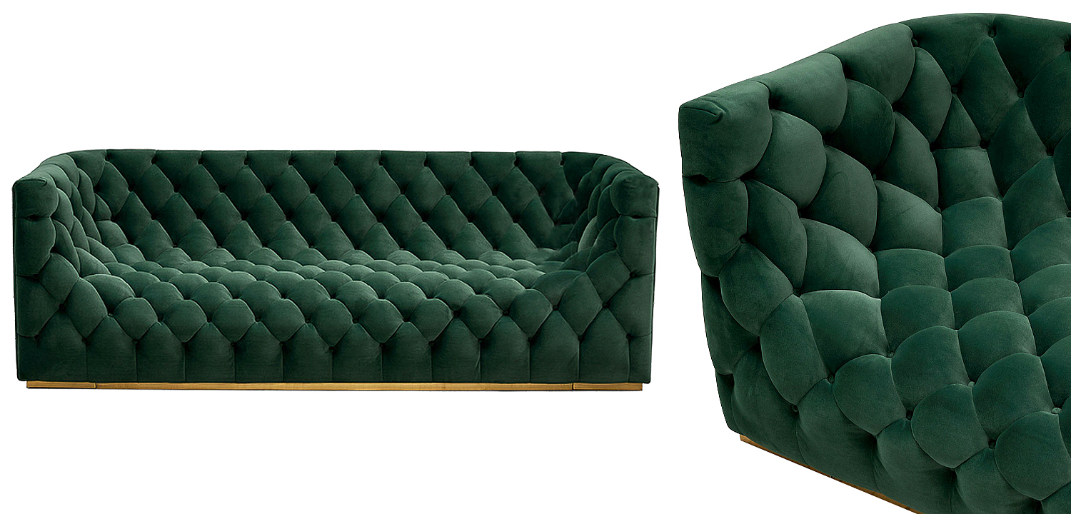 Диван велюровый Arwen Green Sofa Зелёный Диван велюровый Arwen Green Sofa Зелёный - Loft-Concept в Твери