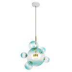 Подвесной светильник с прозрачными бирюзовыми стеклянными шарами и золотыми деталями Диаметр 46 Giopato & Coombes варинант исполнения - 1 | Loft Concept в Твери