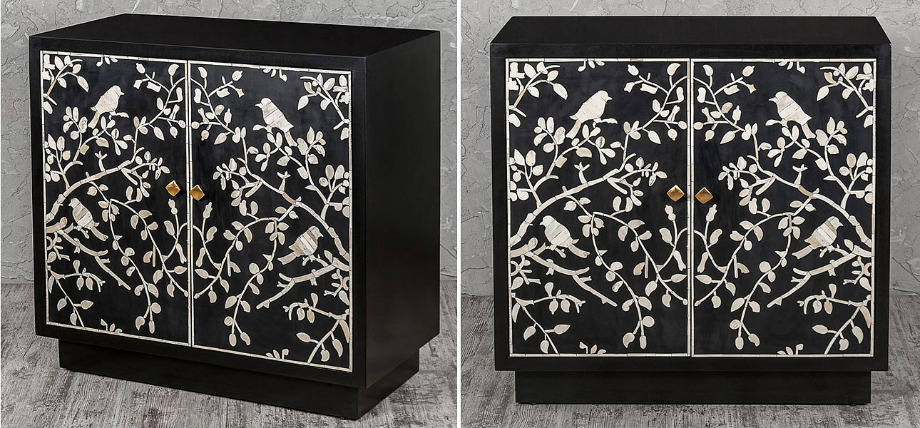 Комод инкрустация костью White bird on black Комод инкрустация костью White bird on black - Loft-Concept в Твери