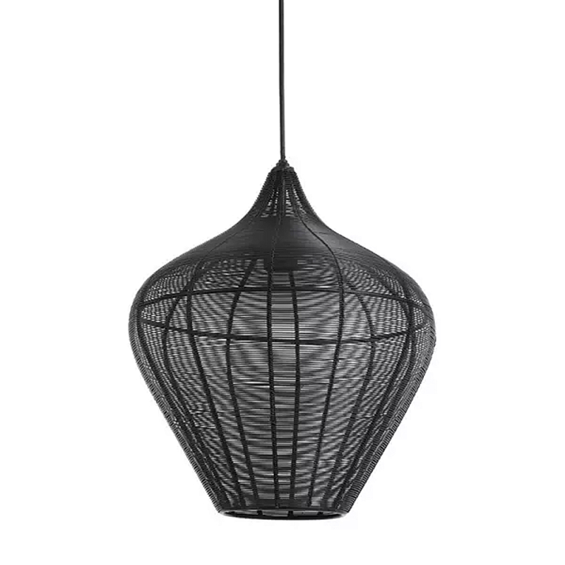 Подвесной светильник в форме купола с плетеным металлическим абажуром Wicker Iron Lamp Черный Подвесной светильник в форме купола с плетеным металлическим абажуром Wicker Iron Lamp Черный в Твери | Loft Concept