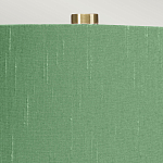 Настольная лампа с белым фигурным основанием на латунном основании и зеленым тканевым конусным абажуром Elstead Lighting варинант исполнения - 2 | Loft Concept в Твери