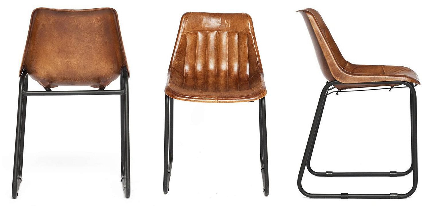 Стул из кожи буйвола Industrial leather dining chair - Loft-Concept в Твери