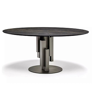 Обеденный стол круглый с геометрическим трёхмерным основанием Skyline Keramik Round
