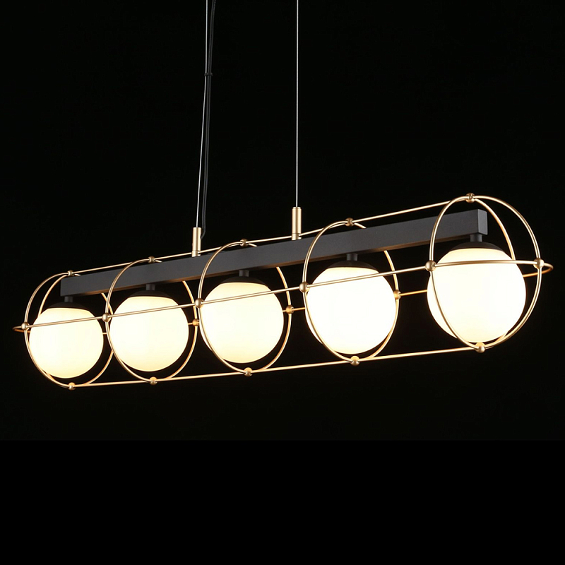 Люстра подвесная светодиодная Mahot White Ball Черный Белый в Твери | Loft Concept 