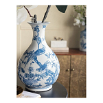 Ваза с мотивами цветущего сада с попугаями Blue Vase Inspired by Nature варинант исполнения - 6 | Loft Concept в Твери