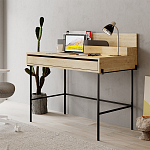Стол письменный с выдвижным ящиком цвета древесины LEILA WORKING TABLE OAK ANTHRACITE варинант исполнения - 3 | Loft Concept в Твери
