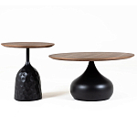 Столик журнальный с круглой деревянной столешницей на черном фактурном основании Bourgeon варинант исполнения - 3 | Loft Concept в Твери
