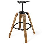 Барный стул со спинкой и металлической подставкой на 4-х деревянных ножках Зеленый Велюр Vendramin Chair варинант исполнения - 4 | Loft Concept в Твери