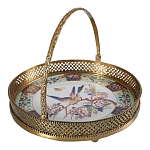 Блюдо фарфоровое с бронзовой ручкой Paradise Dish with Handle варинант исполнения - 1 | Loft Concept в Твери