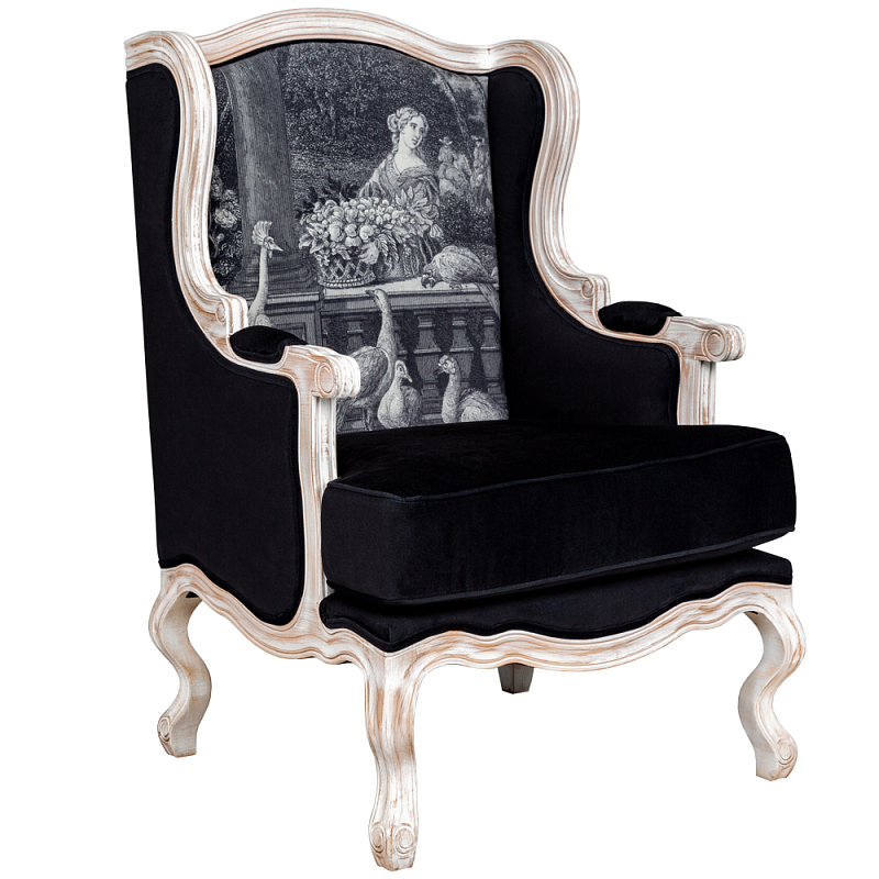 Кресло Vincennes Armchair Черно-белый Белый винтажная патина Кресло Vincennes Armchair Черно-белый Белый винтажная патина в Твери | Loft Concept