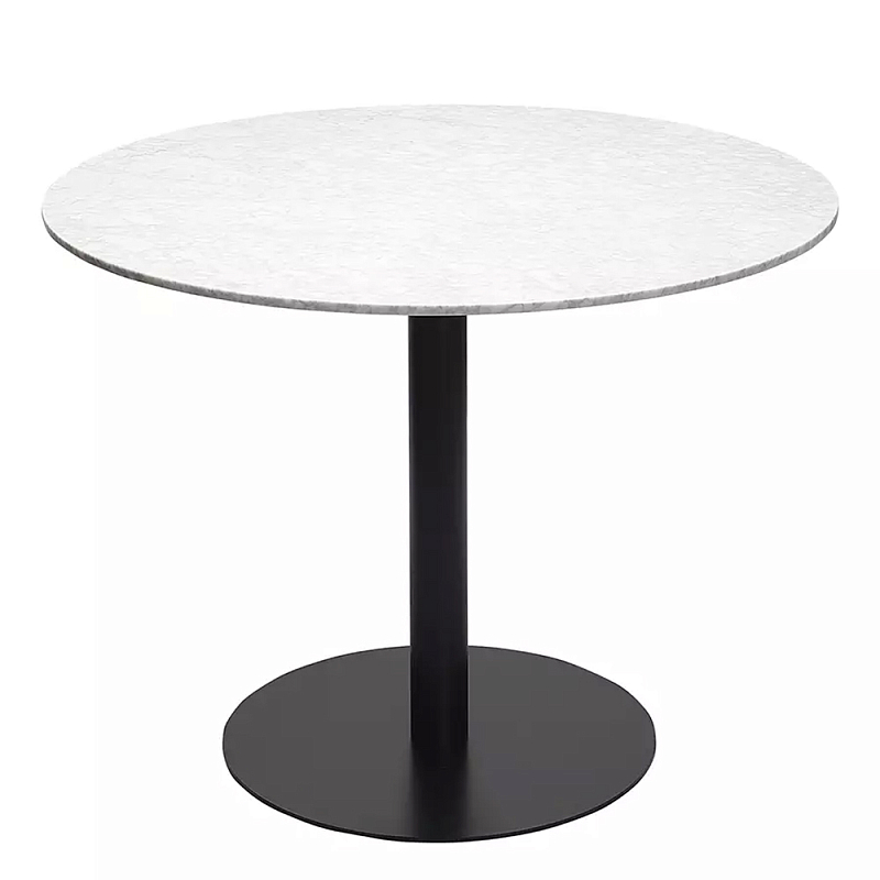 Круглый обеденный стол с белой мраморной столешницей White Tabletop on Black Base Белый Черный Круглый обеденный стол с белой мраморной столешницей White Tabletop on Black Base Белый Черный в Твери | Loft Concept