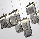 Подвесной светильник линейный с плафонами волнистой формы из фактурного стекла Big Wave варинант исполнения - 5 | Loft Concept в Твери