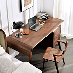 Стол рабочий округлой формы с 3-мя ящиками  Working Moonnut Table варинант исполнения - 6 | Loft Concept в Твери