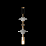 Подвесной светильник с белыми стеклянными элементами и бронзовыми вставками Высота 90 см Gabriel Scott Luna варинант исполнения - 6 | Loft Concept в Твери