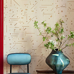 Обои с вышивкой ручной работы Glyph Original colourway on wool sateen варинант исполнения - 2 | Loft Concept в Твери