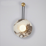 Бра круглое с каменным основанием и плафоном из стекла в форме шара Shaw Marble Lighting варинант исполнения - 1 | Loft Concept в Твери