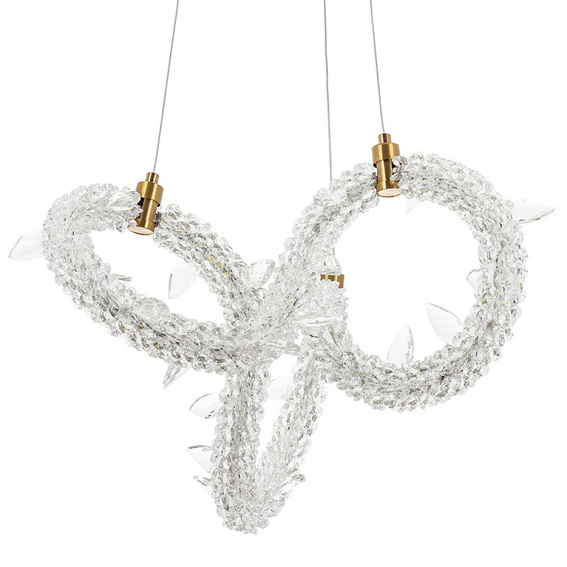 Фигурная люстра украшенная кристаллами из хрусталя Gilbertine Crystals Curly Ring Chandelier S Латунь Прозрачный в Твери | Loft Concept 