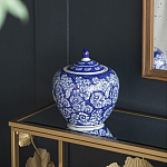 Ваза округлой формы с синей росписью и цветочным узором Blue & White Ornament варинант исполнения - 5 | Loft Concept в Твери