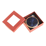 Зеркало карманное круглое двухстороннее из натурального камня Содалит в подарочной упаковке Gold Stone Mirrors варинант исполнения - 3 | Loft Concept в Твери