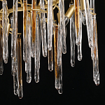 Люстра линейная золотого цвета с декоративными ветвями и длинными стеклянными подвесками в форме сосулек Droplet Chandelier варинант исполнения - 5 | Loft Concept в Твери