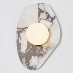 Бра с каменным основанием и плафоном из стекла в форме шара Shaw Marble Lighting варинант исполнения - 1 | Loft Concept в Твери