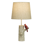 Настольная лампа с тканевым абажуром и основанием в виде птицы на дереве Simurq варинант исполнения - 1 | Loft Concept в Твери