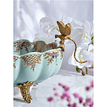 Чаша из голубого фарфора на бронзовых ножках с рисунком цветов и фигурками стрекоз Blue Garden варинант исполнения - 6 | Loft Concept в Твери