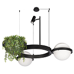 Подвесной светильник с 2-мя шарообразными плафонами и цилиндрическим спотом Light of Еyes варинант исполнения - 6 | Loft Concept в Твери