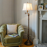 Торшер классического стиля цвета темная бронза с бежевым льяным абажуром Feiss варинант исполнения - 2 | Loft Concept в Твери