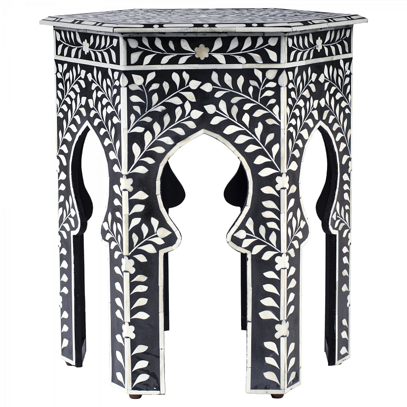 Табурет Inlaid Bone East Черный Белый Табурет Inlaid Bone East Черный Белый в Твери | Loft Concept