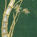 Обои ручная роспись Bamboo Golden on Edo Green India tea paper варинант исполнения - 2 | Loft Concept в Твери
