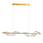 Люстра линейная золотистого цвета с двумя прозрачными волнистыми элементами Wave Line варинант исполнения - 2 | Loft Concept в Твери