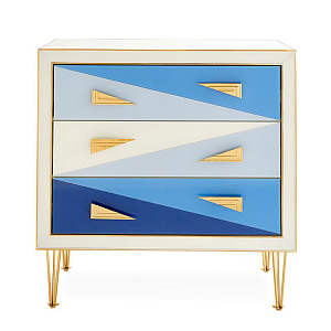 Комод Jonathan Adler Blue-Ivory Harlequin 3 Drawer Chest