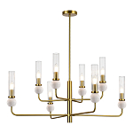 Люстра с 8-ю плафонами в форме стеклянных трубок и мраморных декоративных элементов Montreal варинант исполнения - 7 | Loft Concept в Твери