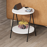 Стол приставной с 2-мя круглыми белыми столешницами ESSEL SIDE TABLE WHITE варинант исполнения - 8 | Loft Concept в Твери