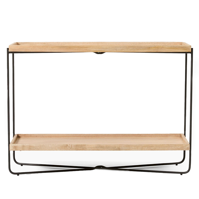 Консоль деревянной столешницей и полкой Wooden Table Top and Shelf Бежевый Черный Консоль деревянной столешницей и полкой Wooden Table Top and Shelf Бежевый Черный в Твери | Loft Concept