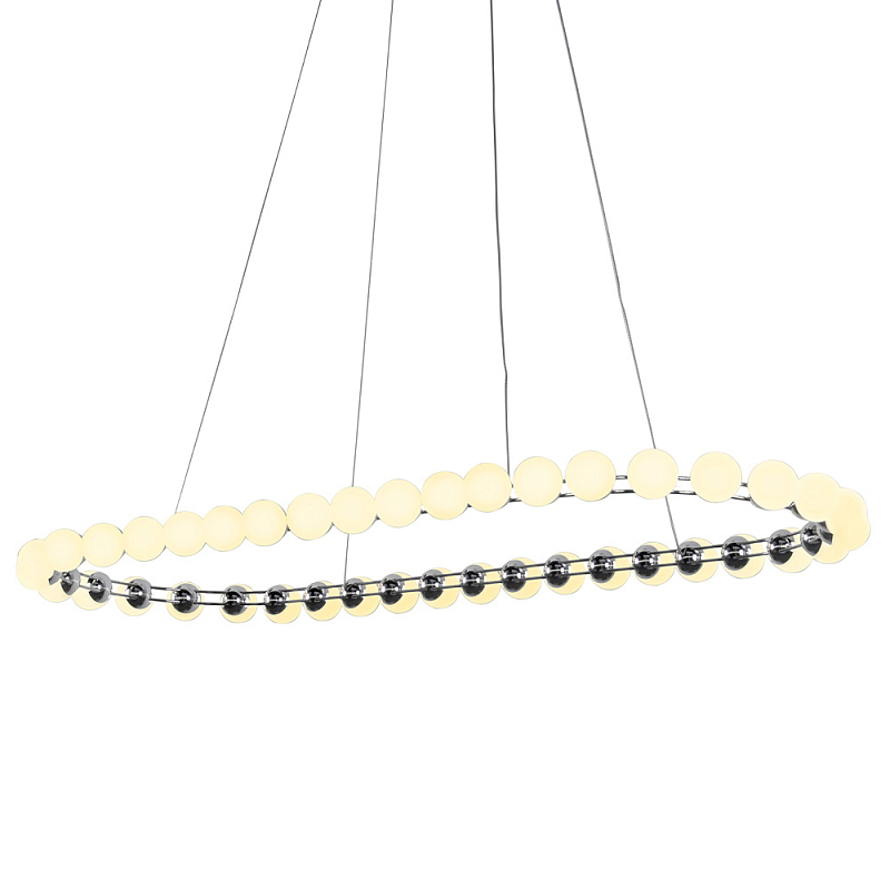 Люстра подвесная светодиодная с круглыми плафонами белого цвета PEARLS Suspension 100 Хром Латунь Белый Люстра подвесная светодиодная с круглыми плафонами белого цвета PEARLS Suspension 100 Хром Латунь Белый в Твери | Loft Concept