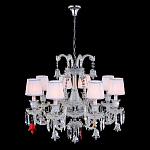 Люстра с 8-ю белыми текстильными абажурами и хрустальными подвесками Lustre Reverie варинант исполнения - 2 | Loft Concept в Твери