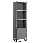 Стеллаж книжный цвета графит с 3-мя открытыми полками и дверкой Strict Lines варинант исполнения - 1 | Loft Concept в Твери