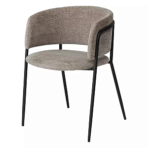 Стул полукруглый с каркасом из металла и мягким сиденьем и спинкой Soft Chenille