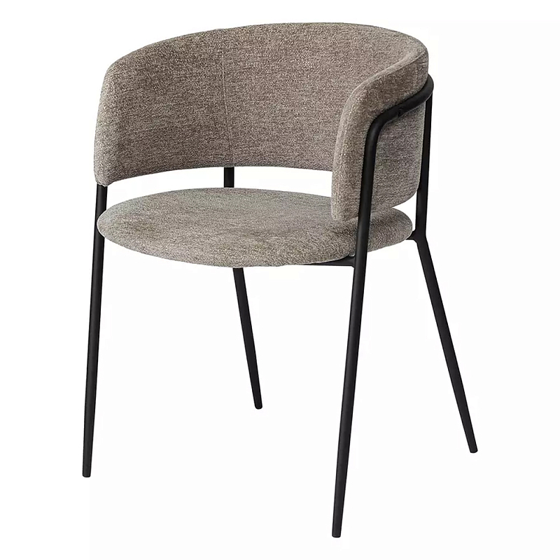 Стул полукруглый с каркасом из металла и мягким сиденьем и спинкой Soft Chenille Черный Капучино Стул полукруглый с каркасом из металла и мягким сиденьем и спинкой Soft Chenille Черный Капучино в Твери | Loft Concept