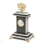 Часы настольные бронзовые с Гербом России из натурального камня Змевик Stone Clock варинант исполнения - 2 | Loft Concept в Твери