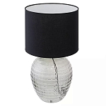 Настольная лампа с черным цилиндрическим тканевым абажуром и фактурным прозрачным основанием Black Cone варинант исполнения - 1 | Loft Concept в Твери